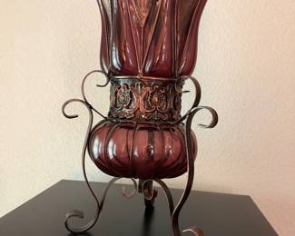 #113 - $80 - Purple vase with metal base