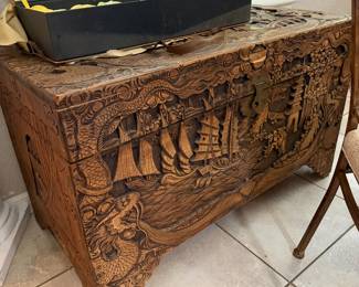 #21 - $400 - Korean carved chest 40.5wx20dx25t