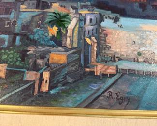 #100 - $100 - Oil on canvas of Jerusalem R.Egry 28x15 2 available