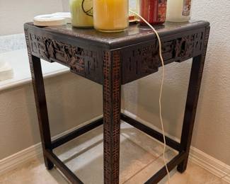#98 - $150 - Chinese carved side table 20x20x29t