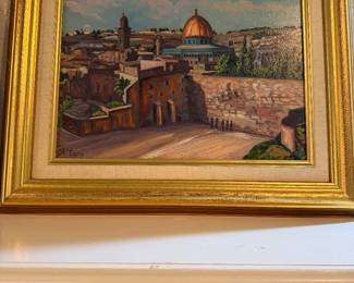 #100 - $100 - Oil on canvas of Jerusalem R.Egry 28x15 2 available