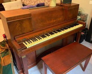#46 - $250 - Upright Piano 1930's 56lx23.5dx41h mahogany