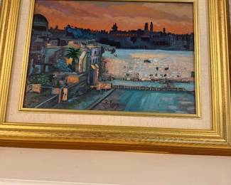 #100 - $100 - Oil on canvas of Jerusalem R.Egry 28x15 2 available