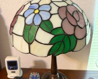 #26 - $64 each - Floral stained glass lamps 18tx12w 2 available