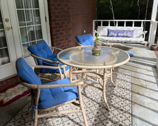 #102 - $200 - Bamboo style table with 4 chairs 42round
