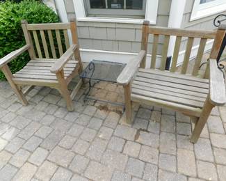 KINGSLEY BATE DUNBARTON CHAIRS WITH WROUGHT IRON TABLE