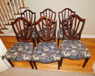 SET OF 6 VINTAGE HEPPLEWHITE DINING SIDE CHAIRS