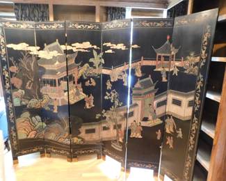 VINTAGE 6 PANEL LACQUER SCREEN