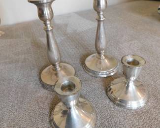 INTERNATIONAL STERLING SILVER PRELUDE 7.25" CANDLE HOLDERS AND DUCHIN STERLING SILVER CANDLE HOLDERS