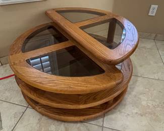 Mid-Century Modern Coffee Table, Wood & Glass