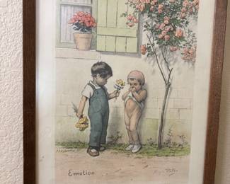 Vintage Lithograph "Emotions" By French Artist Georges Redon