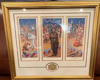 Les J. St. James "Circus Days" Triptych Print with Emmett Kelly Commemorative Medallion