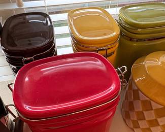 Ceramic Canister Set with Checkerboard Pattern