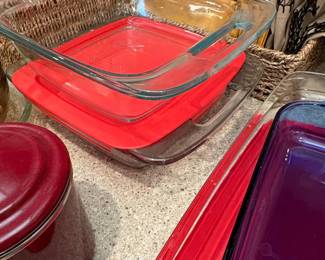 Pyrex Easy Grab Glass Baking Dish Set with Red Lids