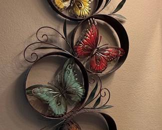 Metal Butterfly Wall Art with Circular Frames
