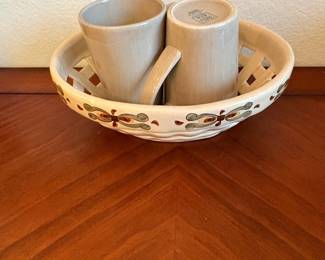 Hand-Painted Ceramic Mug and Basket Set