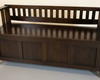 Linon Cynthia Walnut Storage Bench with Armrests