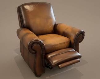 Haverty’s Reclining Leather Club Chair with Nailhead Trim