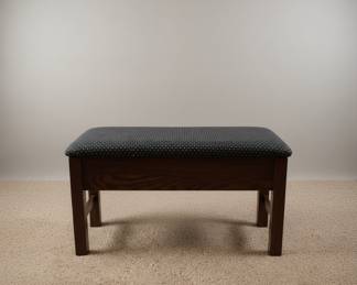 Oak Piano Bench with Storage and Upholstered Seat