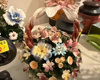 Capodimonte Porcelain Floral Basket