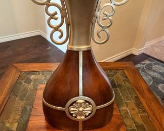 Decorative Metal and Wood Vase
