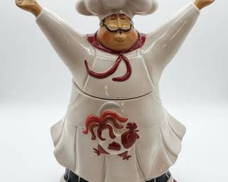 Ceramic Chef Cookie Jar with Rooster Motif