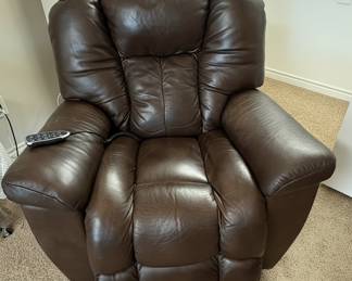 La-Z-Boy Maverick Brown Leather Power Recliner with Massage and Heat