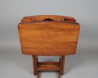 Vintage Wooden TV Tray Set