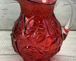 VINTAGE FENTON ART GLASS CRANBERRY PITCHER