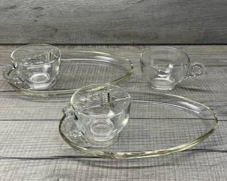 VINTAGE GLASS SNACK PLATE & CUP SETS