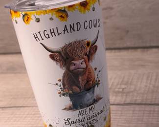 INSULATED TUMBLER W COW & COASTER SET