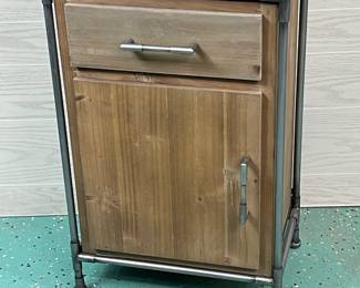 WOOD & METAL CABINET NIGHT STAND