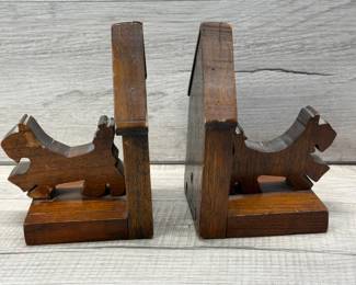 SCOTTISH TERRIER DOG WOOD BOOKENDS SCOTTY DOG