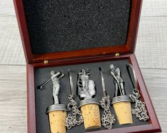 PEWTER WINE BOTTLE STOPPERS GOLFERS