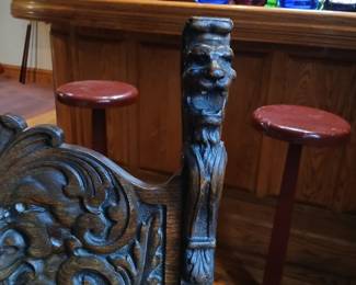 Facechair with handcarved lions.Oak nice, rare