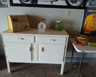 Old hutch good paint. Kitchen scale breadbox