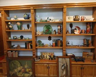 Indian tankard, Edgar rice books, zane Grey. Pictures prints and frames. Roseville McCoy wooden booxes