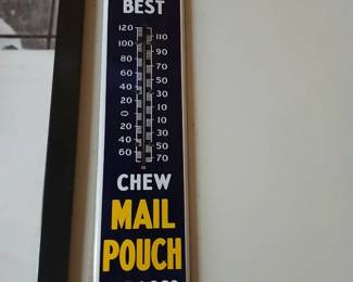 Porcelain mail pouch tobacco. Thermometer