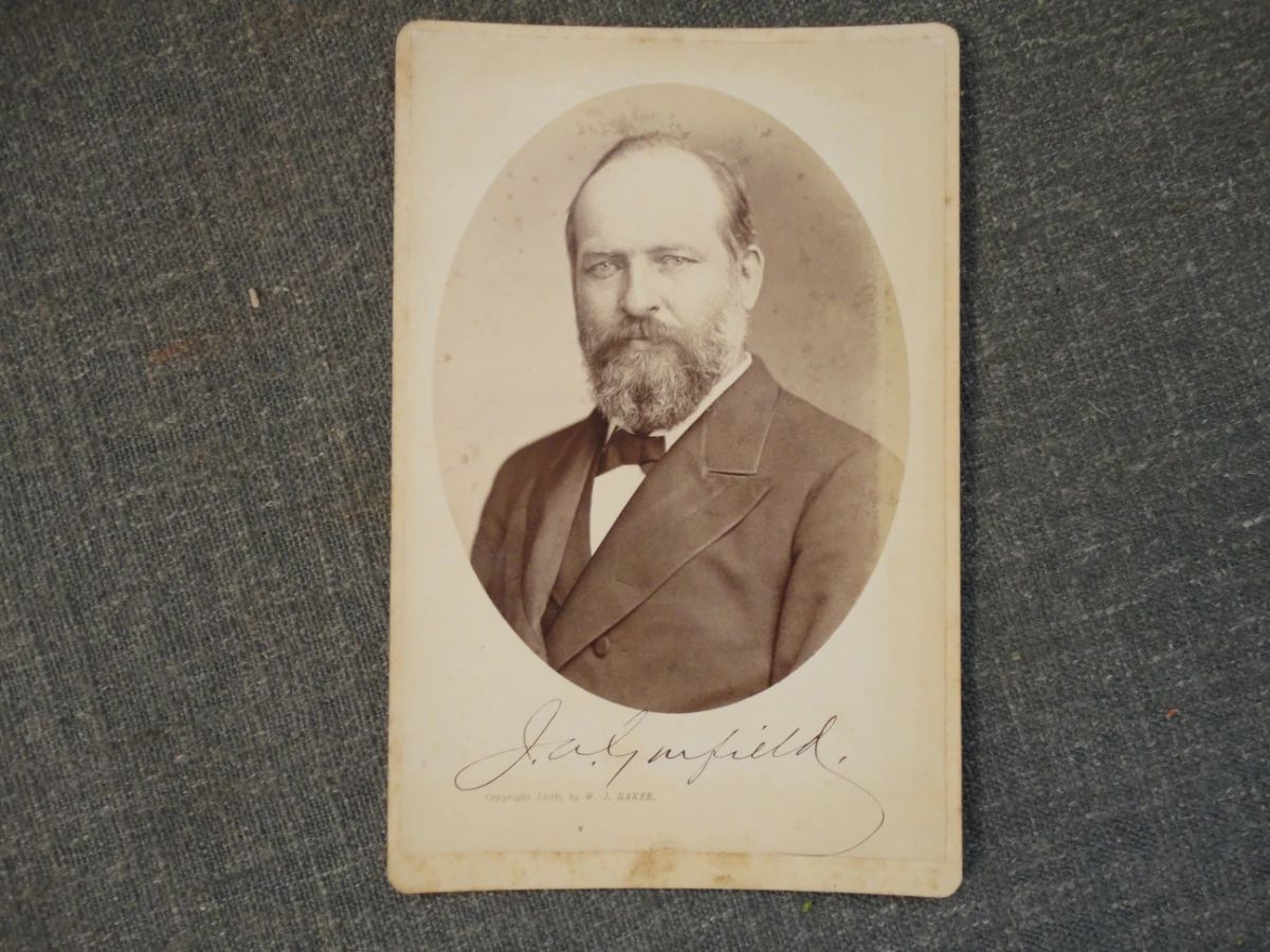 President James Garfield Signed Cabinet Card