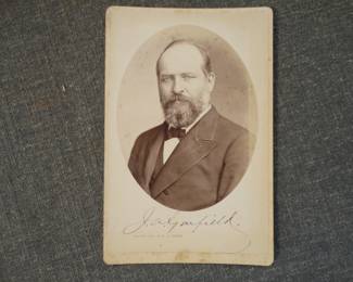 President James Garfield Signed Cabinet Card