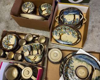 large set of signed NC pottery