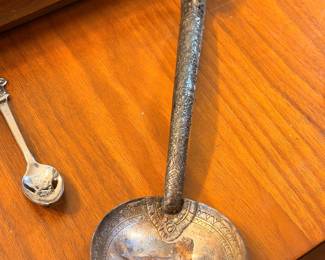 Antique sterling silver punch ladle with twisted handle