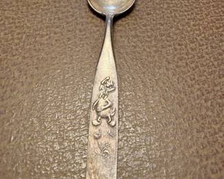 Sterling silver baby spoon with lion figure