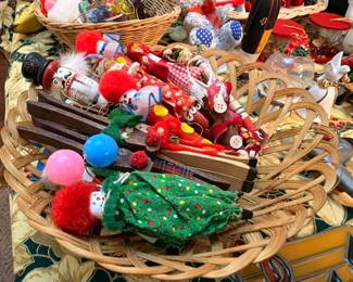 Vintage Christmas nutcrackers and folk decorations