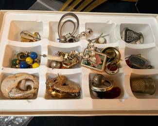 Vintage rings, charms, and small jewelry pieces