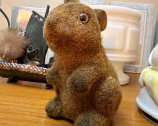 Decorative flocked squirrel figurine