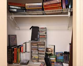 CD and cassette tape collection in closet