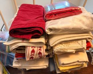 Vintage tablecloths and linen napkin collection