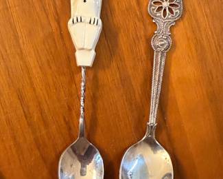 Pair of antique sterling silver figural spoons
