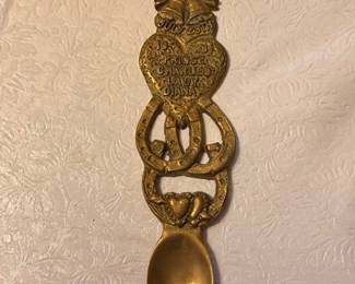 Decorative brass Welsh love spoon